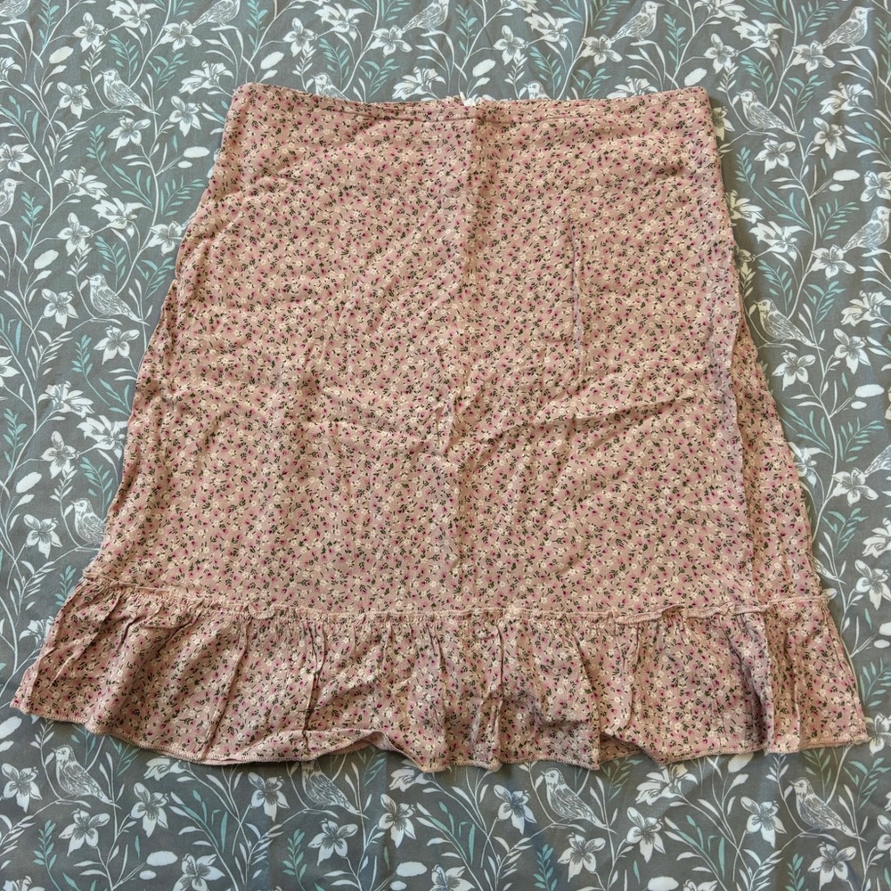 Brandy Melville Pink Floral Cara Skirt